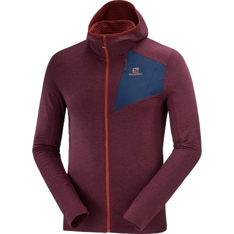 Burgundy Salomon Essential Lightwarm Hooded Men's Jackets | IE OR2819